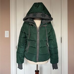 Forest Green Hooded Puffer Jacket